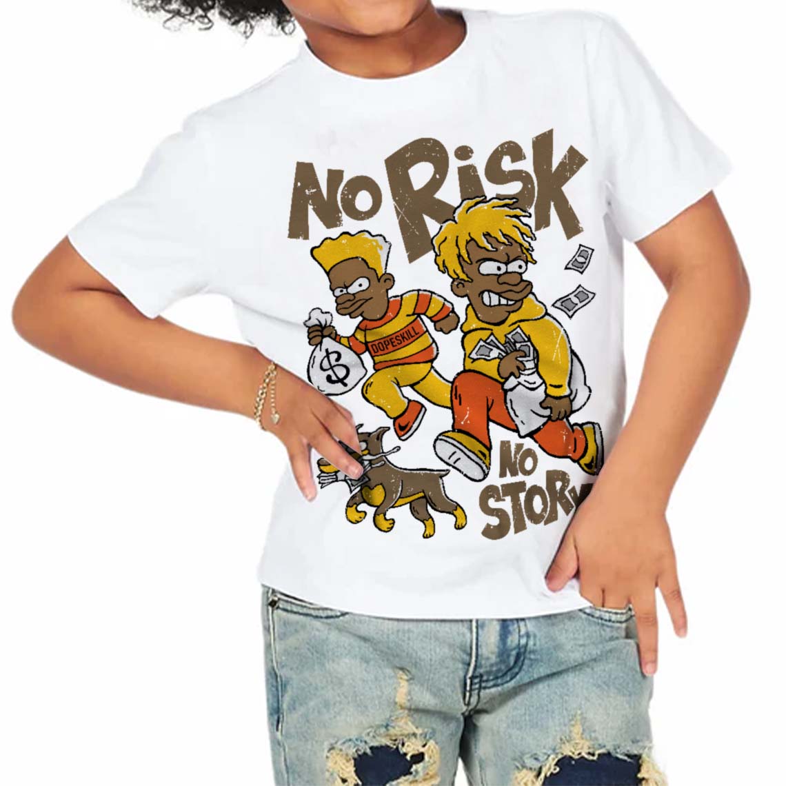 Yellow Collection superstreetwear Toddler Kids T-shirt No Risk No Story Graphic