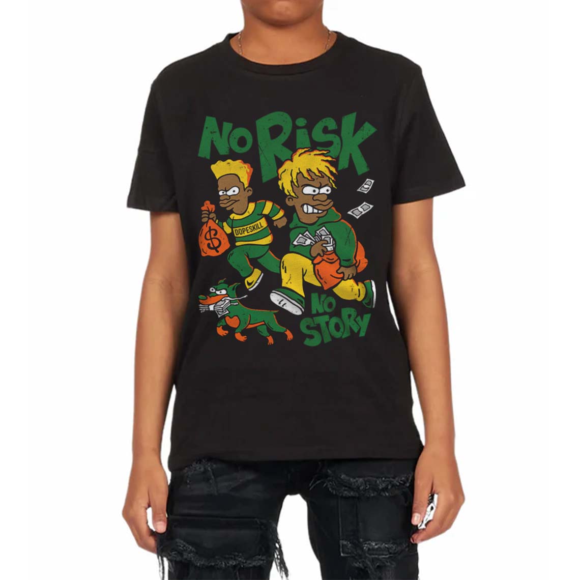 Green Collection superstreetwear Toddler Kids T-shirt No Risk No Story Graphic