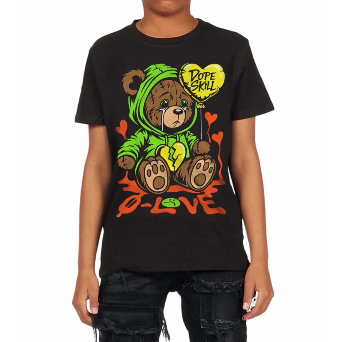 Neon Green Collection superstreetwear Toddler Kids T-shirt Broken Bear Graphic