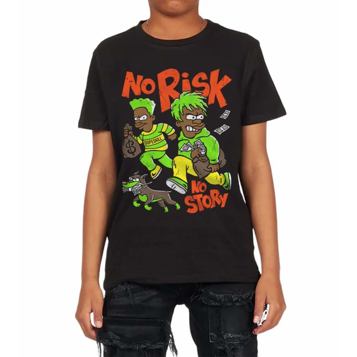 Neon Green Collection superstreetwear Toddler Kids T-shirt No Risk No Story Graphic