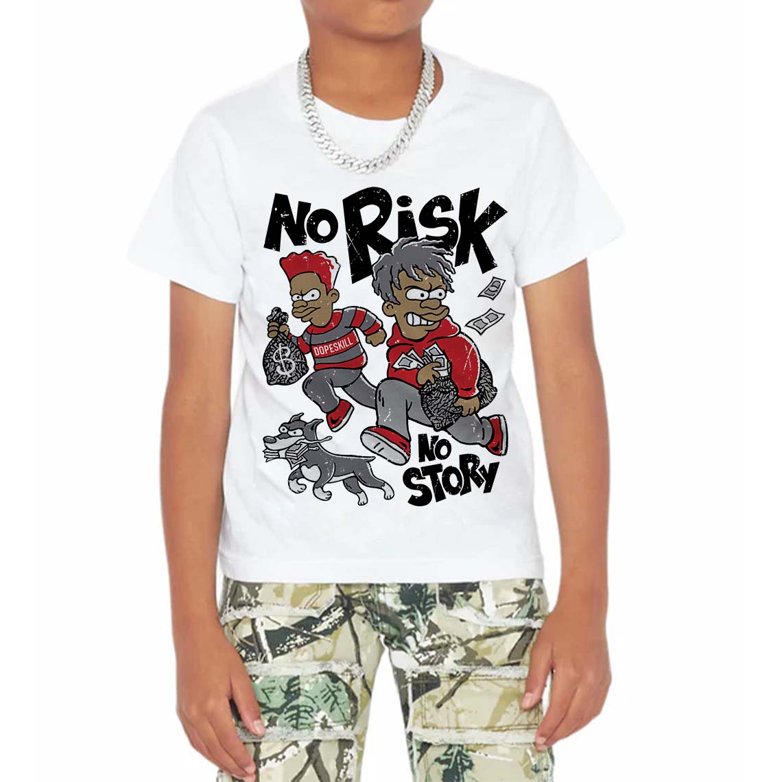 Cement Grey 3s superstreetwear Toddler Kids T-shirt No Risk No Story Graphic