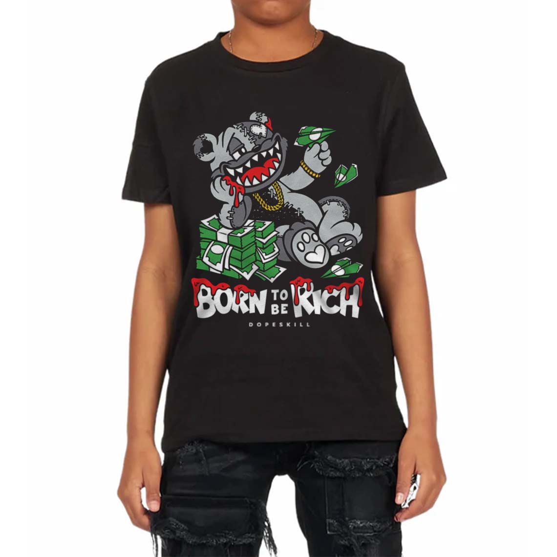 Fear 4s superstreetwear Toddler Kids T-shirt Born To Be Rich Graphic
