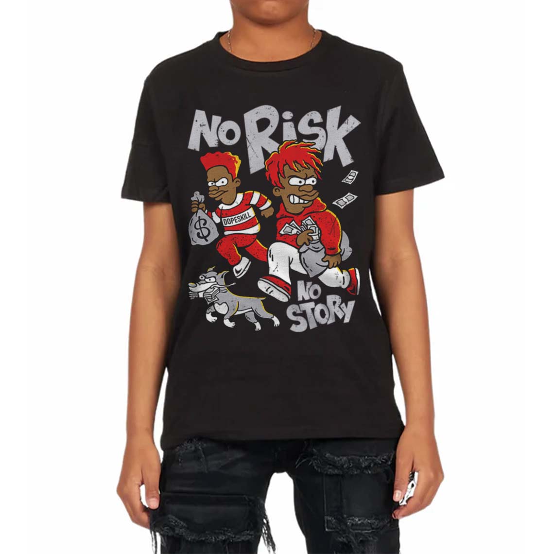 Red Cement 4S superstreetwear Toddler Kids T-shirt No Risk No Story Graphic