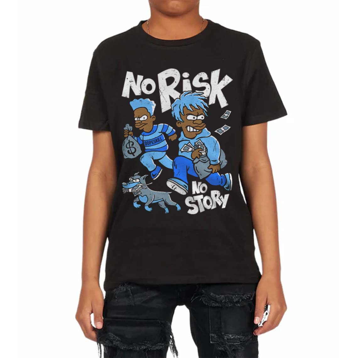 University Blue Collection superstreetwear Toddler Kids T-shirt No Risk No Story Graphic