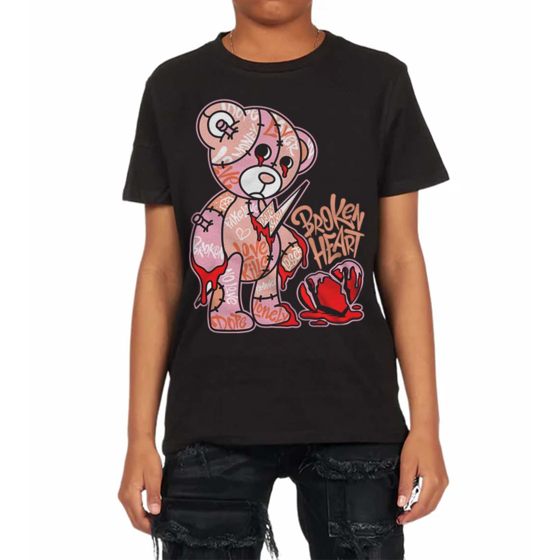 Legend Pink 11s superstreetwear Toddler Kids T-shirt Broken Heart Graphic
