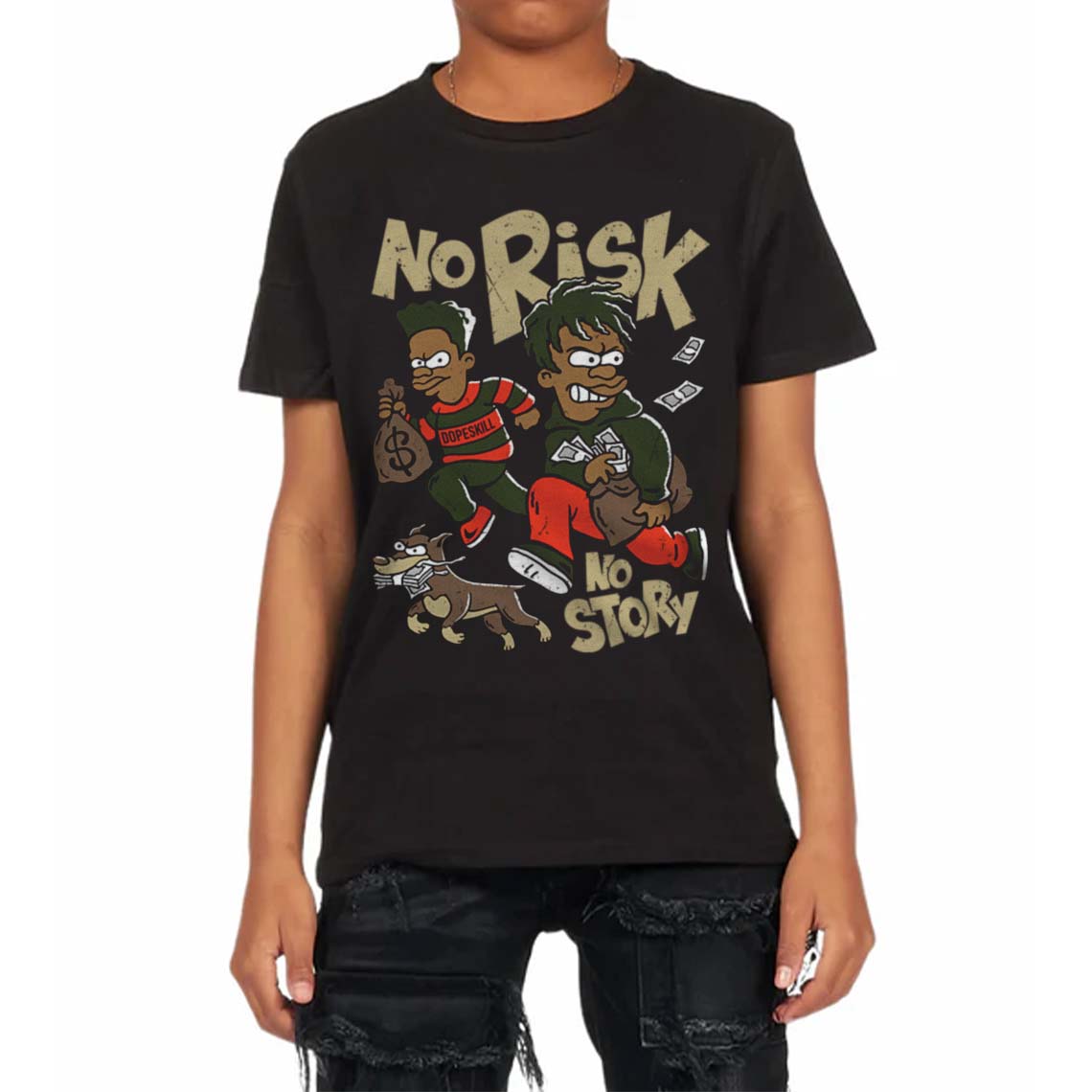 Olive Collection superstreetwear Toddler Kids T-shirt No Risk No Story Graphic