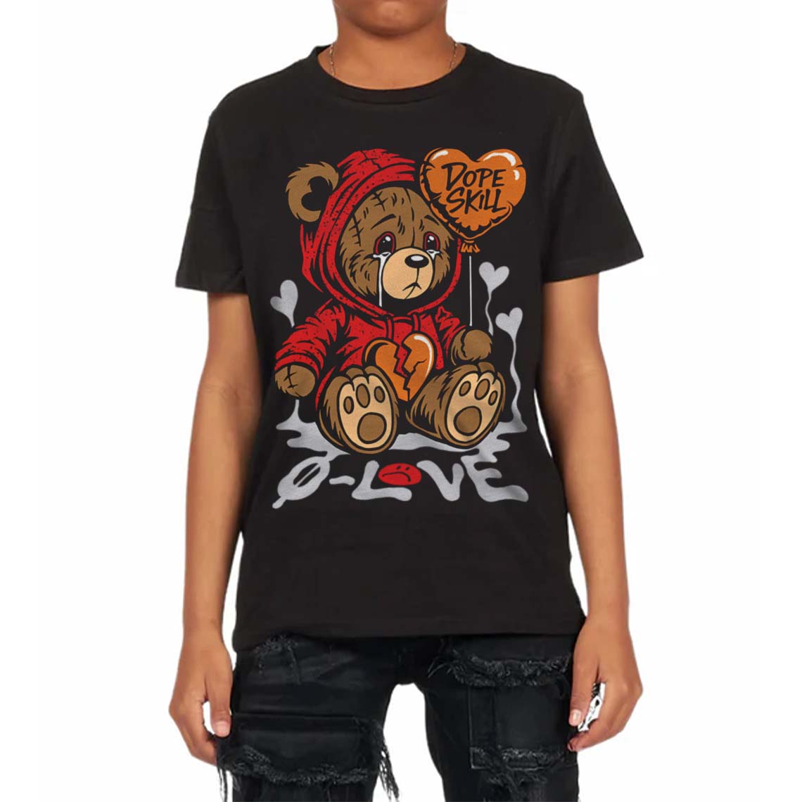 Red Cement 4S superstreetwear Toddler Kids T-shirt Broken Bear Graphic