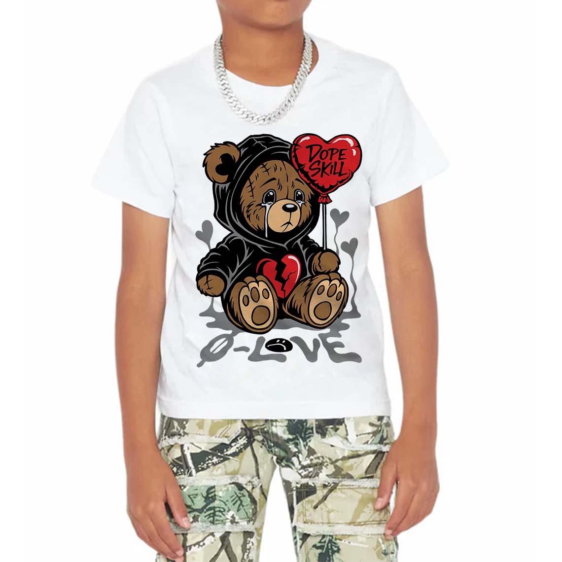 White Thunder 4s superstreetwear Toddler Kids T-shirt Broken Bear Graphic