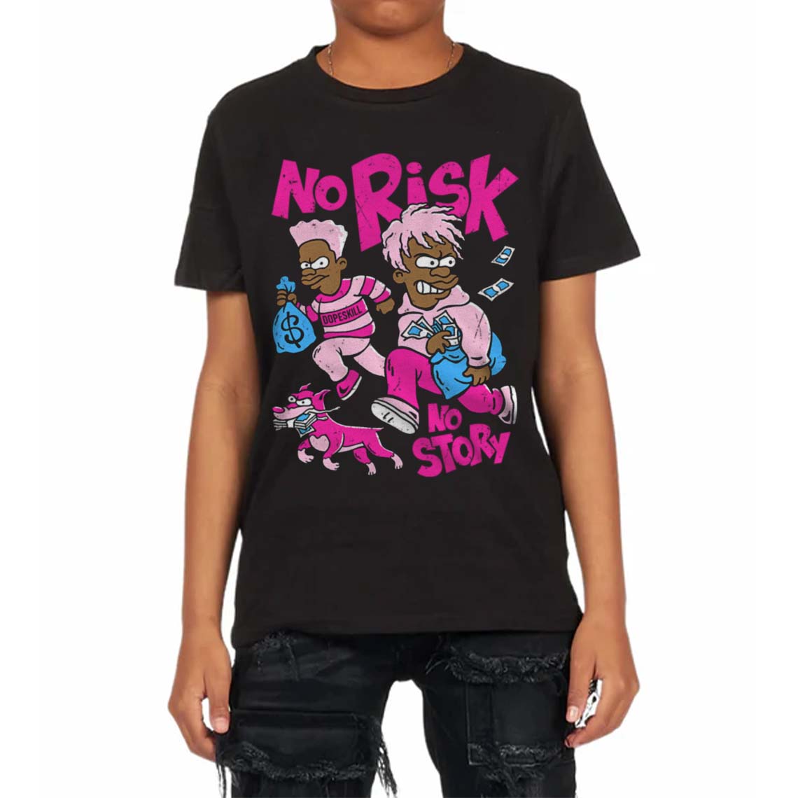 Pink Collection superstreetwear Toddler Kids T-shirt No Risk No Story Graphic