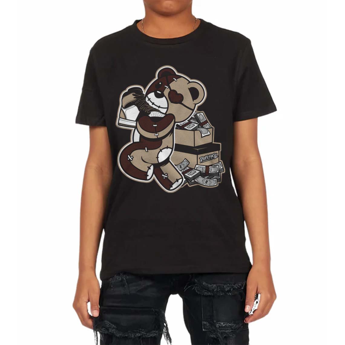 Latte 1s superstreetwear Toddler Kids T-shirt Bear Steals Sneaker Graphic