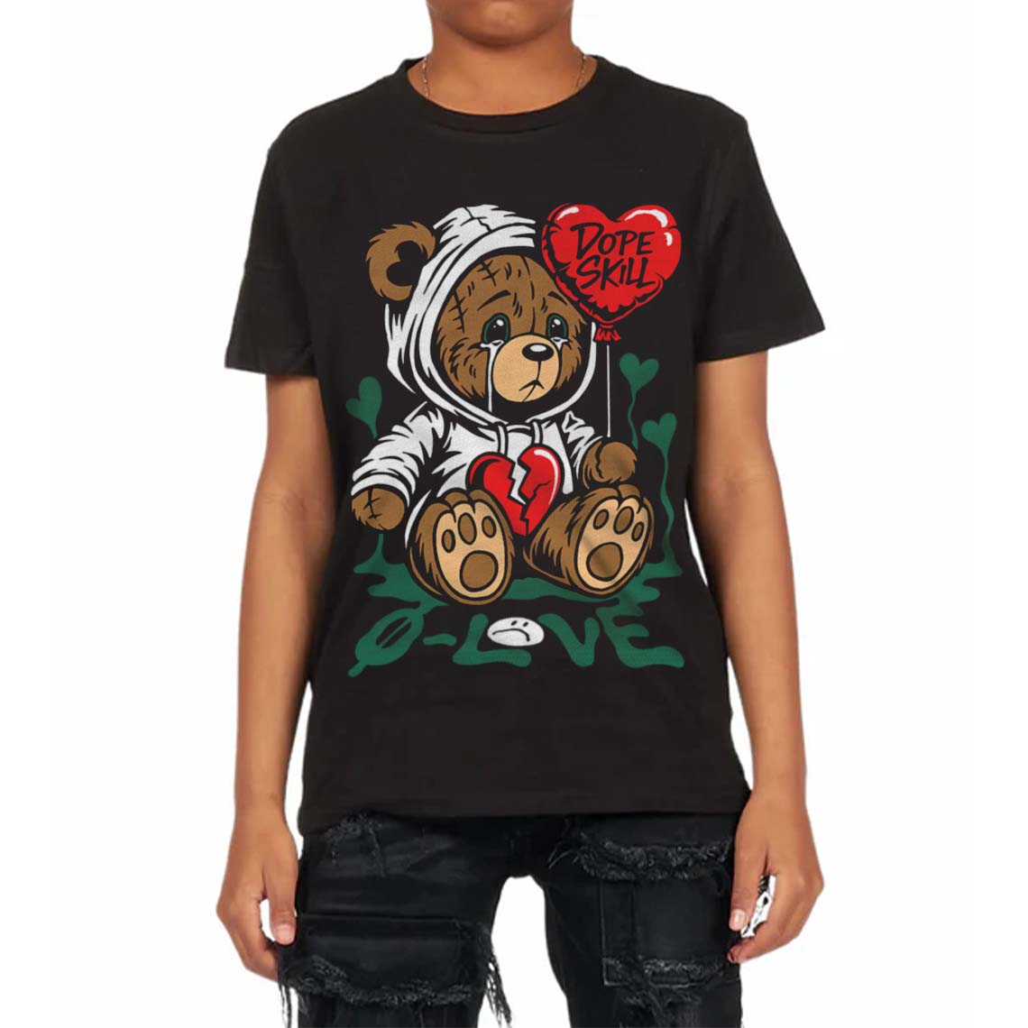 Oxidized Green 4s superstreetwear Toddler Kids T-shirt Broken Bear Graphic