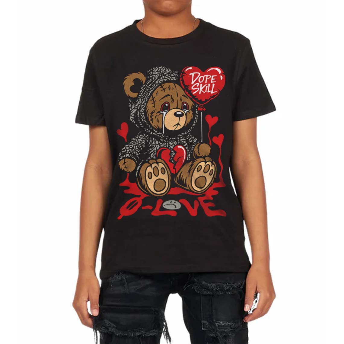 Fire Red 3s superstreetwear Toddler Kids T-shirt Broken Bear Graphic