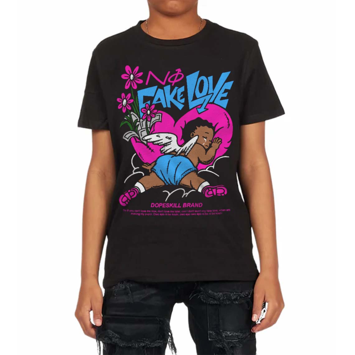 Dunk Low Active Fuchsia superstreetwear Toddler Kids T-shirt No Fake Love Graphic