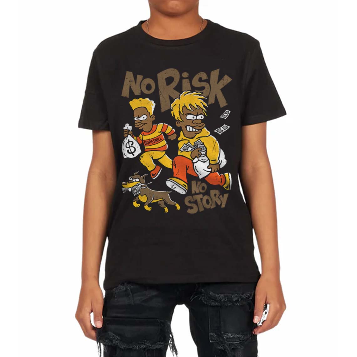 Yellow Collection superstreetwear Toddler Kids T-shirt No Risk No Story Graphic
