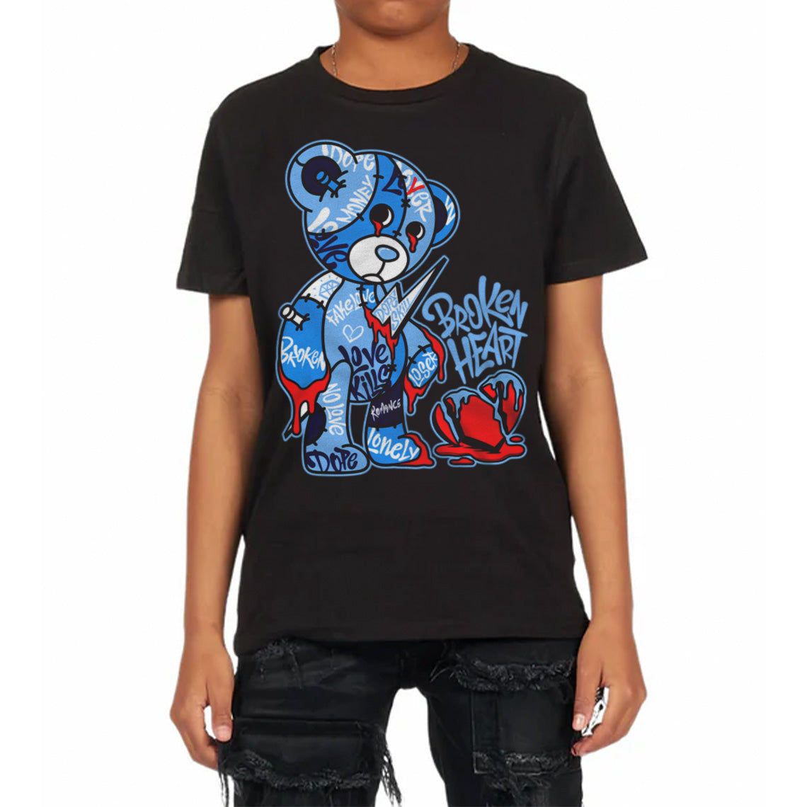 Powder Blue 9s superstreetwear Toddler Kids T-shirt Broken Heart Graphic