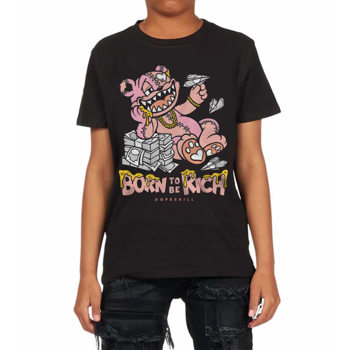 Legend Pink 11s superstreetwear Toddler Kids T-shirt Born To Be Rich Graphic
