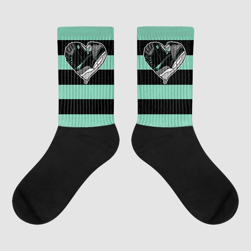Green Glow 3s superstreetwear Sublimated Socks Horizontal Stripes Graphic