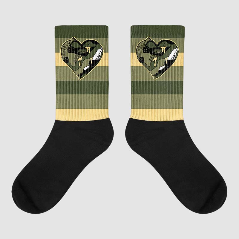 Craft Olive 4s superstreetwear Sublimated Socks Horizontal Stripes Graphic