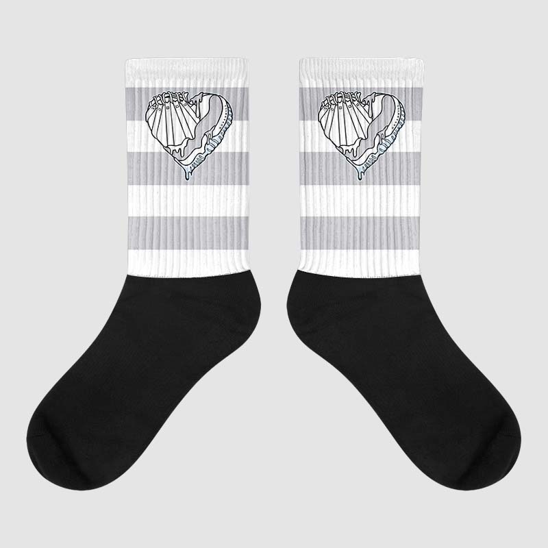 Cement Grey 11s superstreetwear Sublimated Socks Horizontal Stripes Graphic