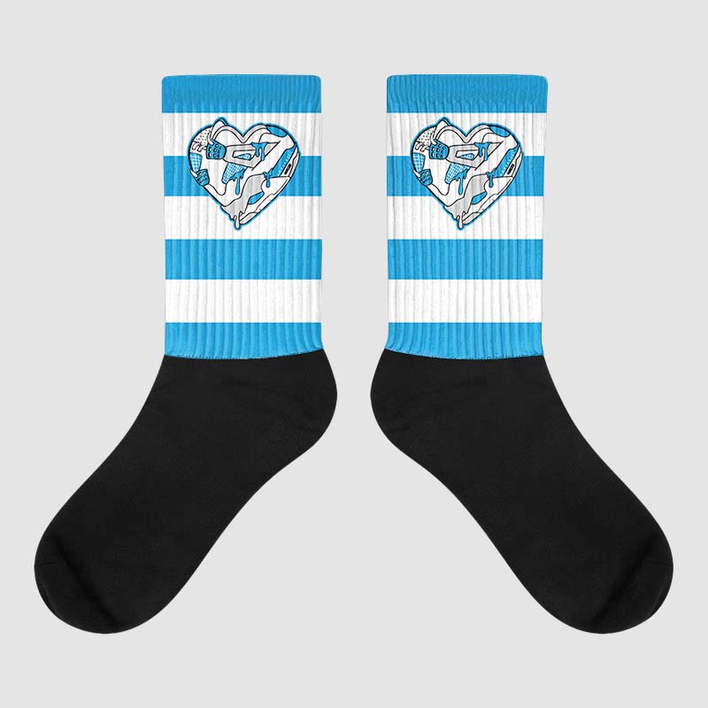 Military Blue 4s superstreetwear Sublimated Socks Horizontal Stripes Graphic