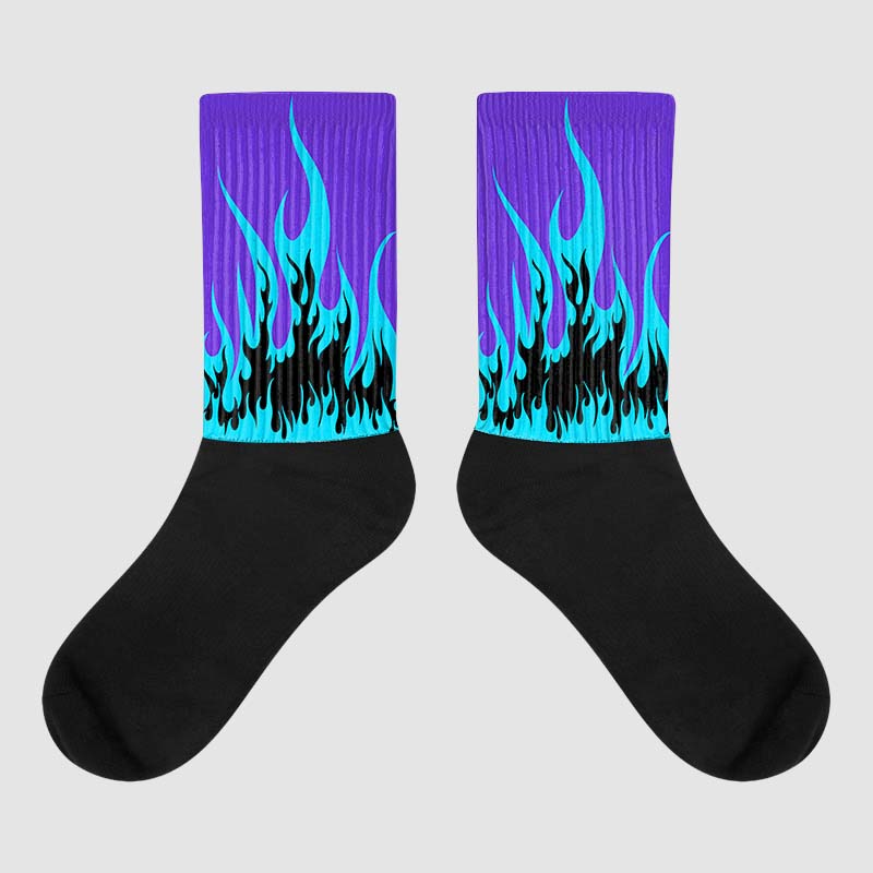 Aqua 6s superstreetwear Sublimated Socks FIRE Graphic