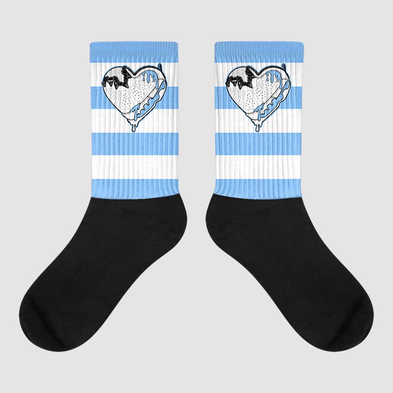 Powder Blue 9s superstreetwear Sublimated Socks Horizontal Stripes Graphic