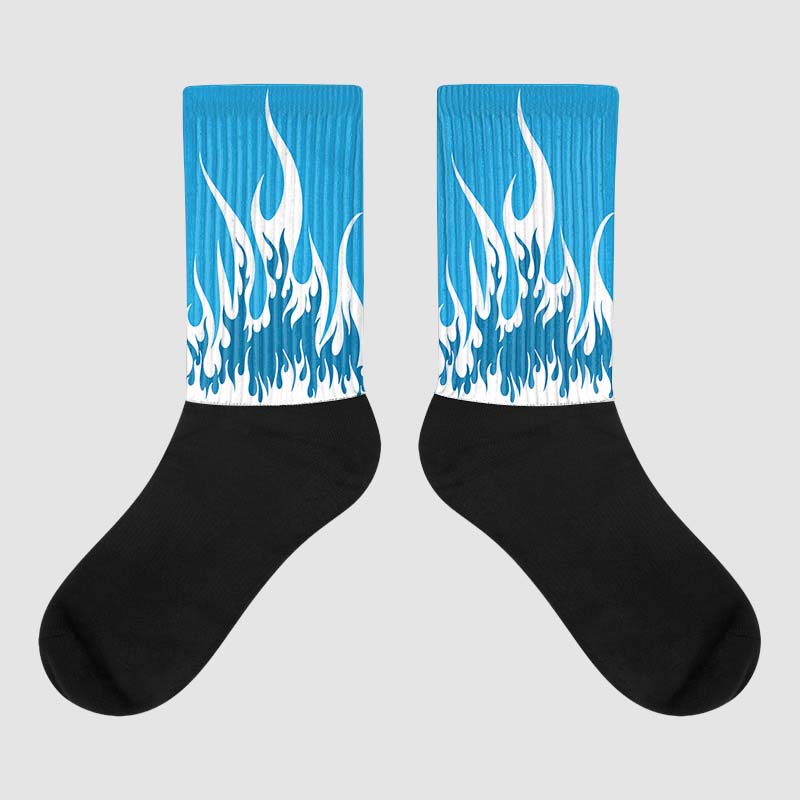 Military Blue 4s superstreetwear Sublimated Socks FIRE Graphic