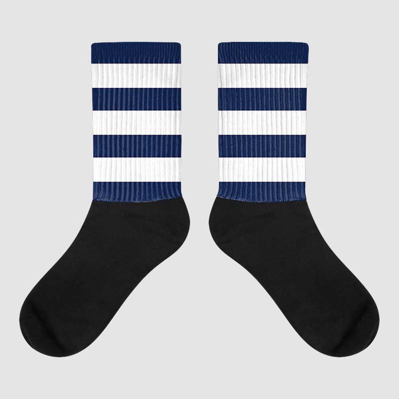AJ Spizike White Obsidian superstreetwear Sublimated Socks Horizontal Stripes Graphic