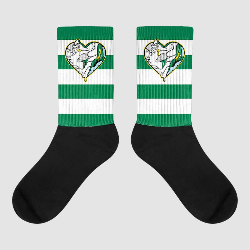 Lucky Green 5s superstreetwear Sublimated Socks Horizontal Stripes Graphic