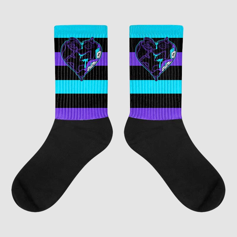 Aqua 6s superstreetwear Sublimated Socks Horizontal Stripes Graphic