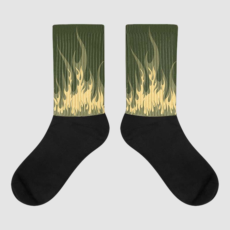 Craft Olive 4s superstreetwear Sublimated Socks FIRE Graphic