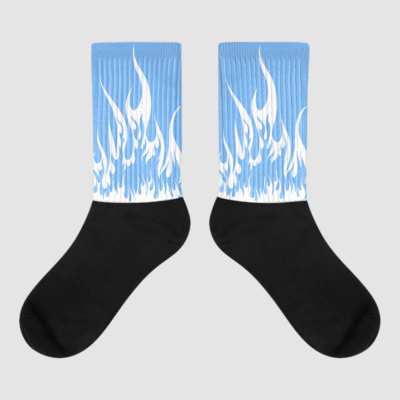 Powder Blue 9s superstreetwear Sublimated Socks FIRE Graphic