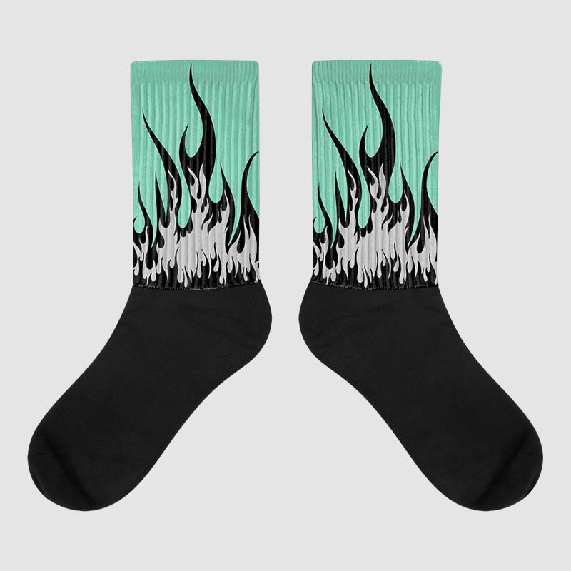 Green Glow 3s superstreetwear Sublimated Socks FIRE Graphic