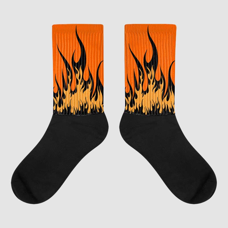 Brilliant Orange 12s superstreetwear Sublimated Socks FIRE Graphic