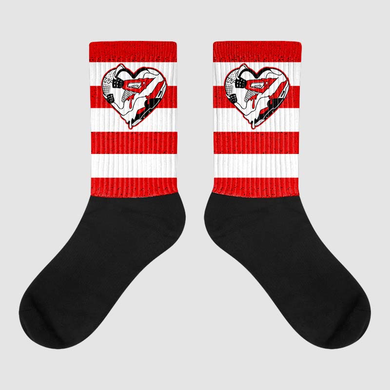 Red Cement 4S superstreetwear Sublimated Socks Horizontal Stripes Graphic