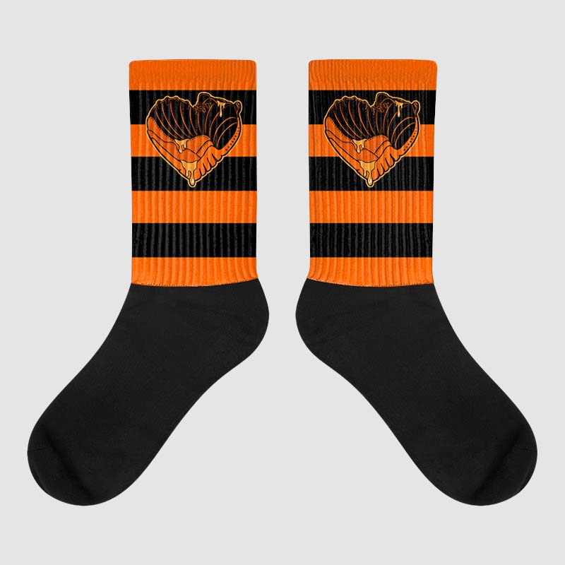 Brilliant Orange 12s superstreetwear Sublimated Socks Horizontal Stripes Graphic