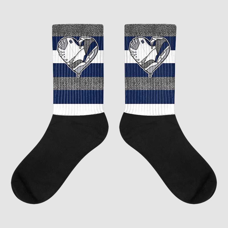 Midnight Navy 3s superstreetwear Sublimated Socks Horizontal Stripes Graphic