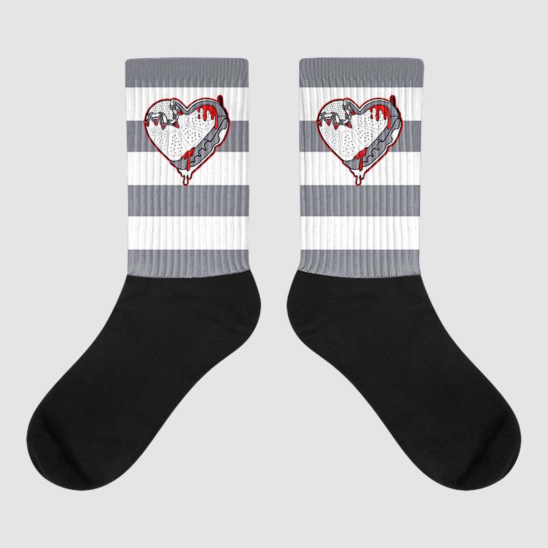 Fire Red 9s Sublimated Socks Horizontal Stripes Graphic