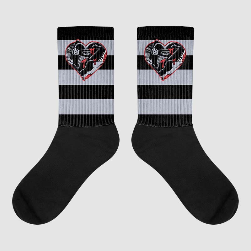 Bred Reimagined 4s superstreetwear Sublimated Socks Horizontal Stripes Graphic