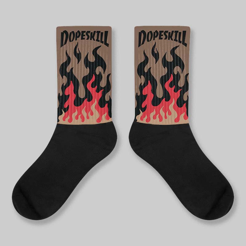 Olive 9s superstreetwear Sublimated Socks FIRE Graphic