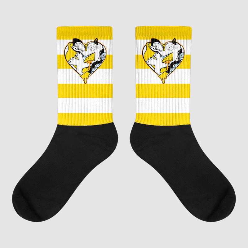 Yellow Ochre 6s superstreetwear Sublimated Socks Horizontal Stripes Graphic