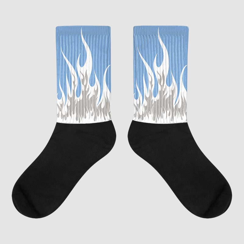 University Blue 5s superstreetwear Sublimated Socks FIRE Graphic