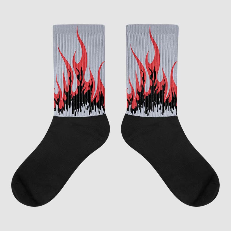 Bred Reimagined 4s superstreetwear Sublimated Socks FIRE Graphic