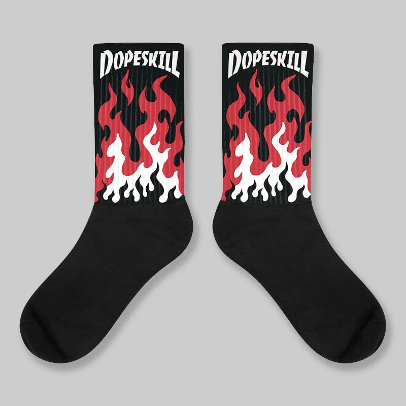 Bred Velvet 11s superstreetwear Sublimated Socks FIRE Graphic