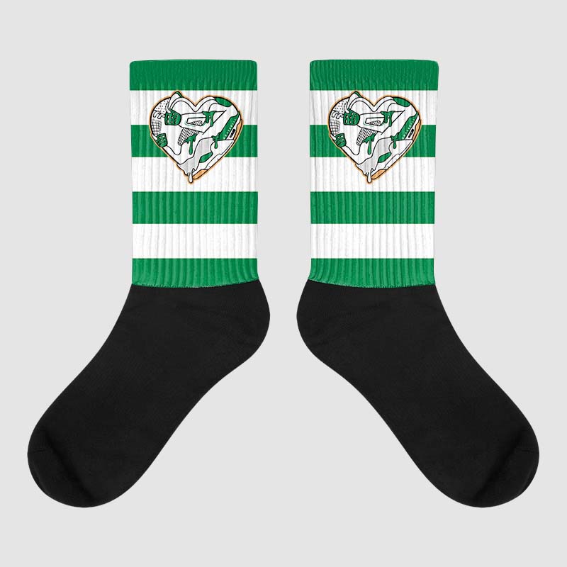 Pine Green 4s superstreetwear Sublimated Socks Horizontal Stripes Graphic