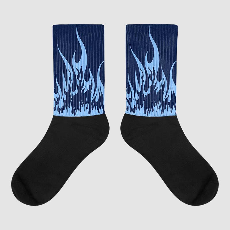 Midnight Navy 5s superstreetwear Sublimated Socks FIRE Graphic