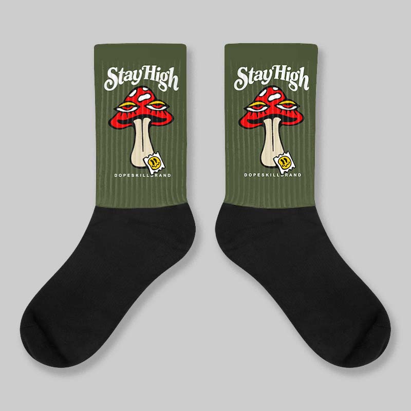 Olive Collection superstreetwear Sublimated Socks Stay High Graphic