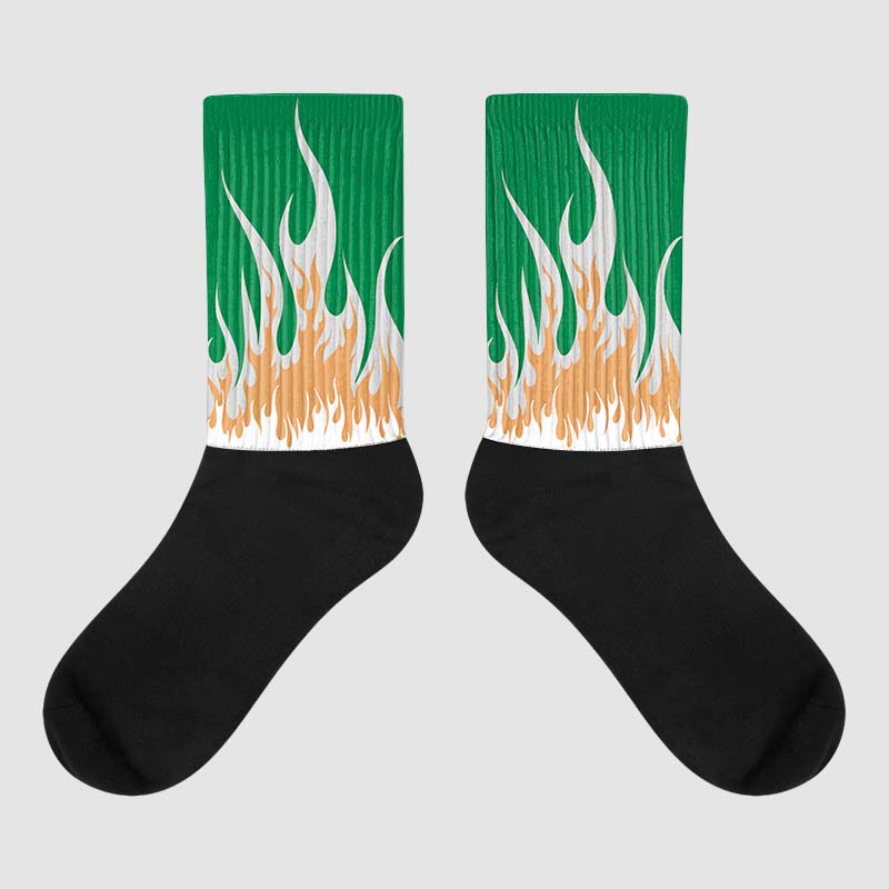 Pine Green 4s superstreetwear Sublimated Socks FIRE Graphic