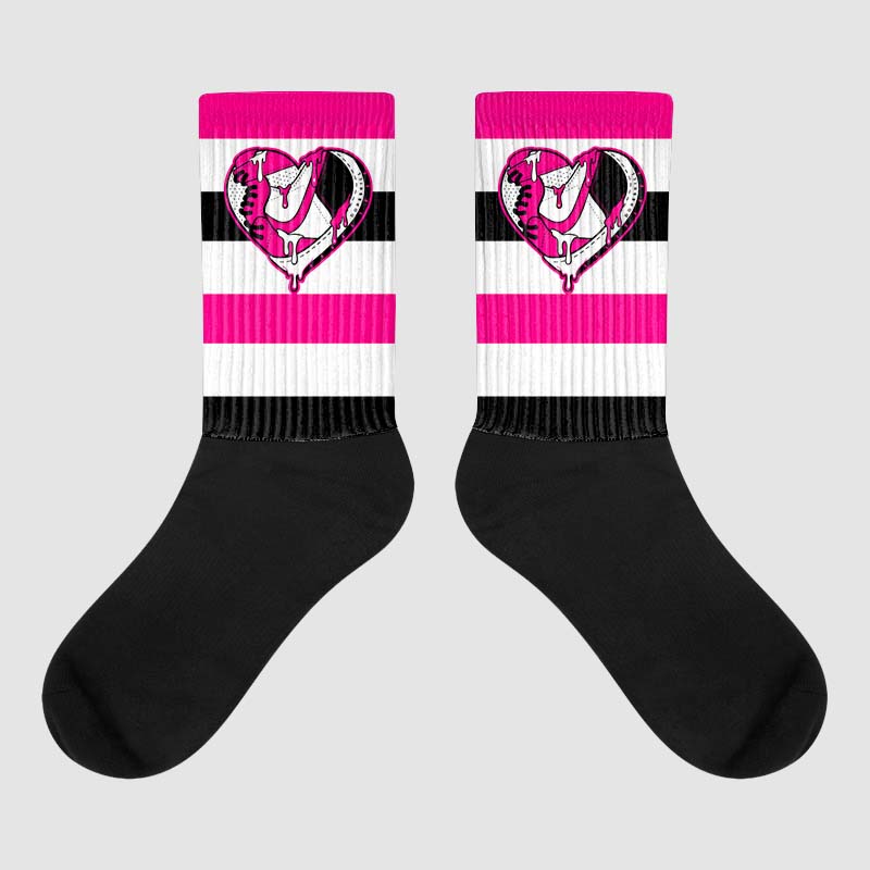 Fierce Pink 1s superstreetwear Sublimated Socks Horizontal Stripes Graphic