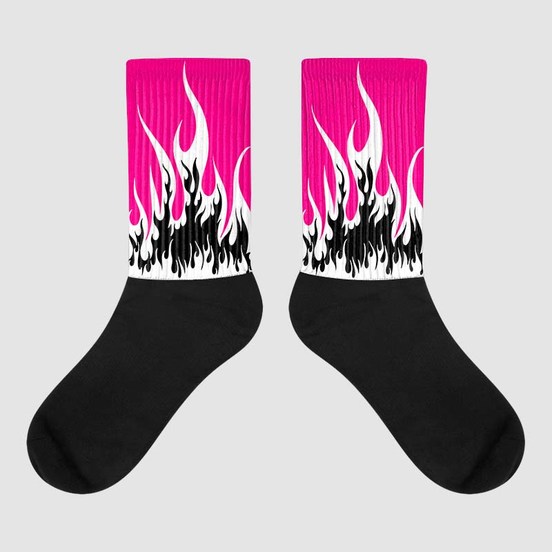Fierce Pink 1s superstreetwear Sublimated Socks FIRE Graphic